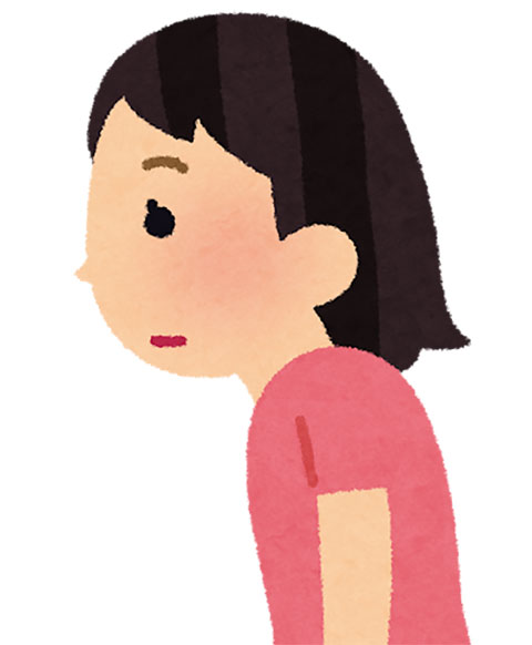 猫背の女の子のイラスト